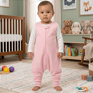 Saco Saquinho de Dormir Bebê Com Pé (Sleep Bag) Cobertor de Vestir Soft (Rosa) Tam. G