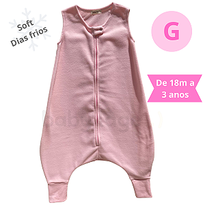 Saco Saquinho de Dormir Bebê Com Pé (Sleep Bag) Cobertor de Vestir Soft (Rosa) Tam. G