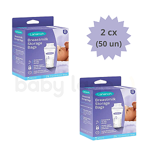 Kit 2 Cx - Saco para armazenar leite materno Lansinoh c/ 50 uni