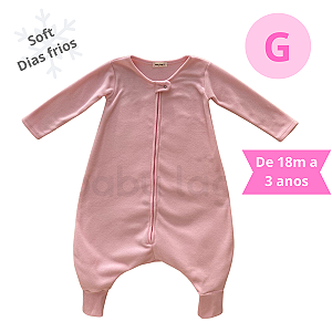 Saco Saquinho de Dormir Bebê Com Manga e Pézinho (Sleep Bag) Cobertor de Vestir Soft (Rosa) Tam. G