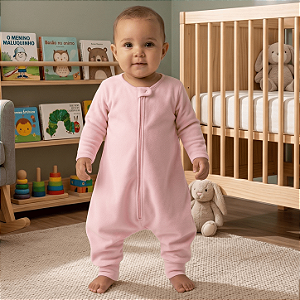 Saco Saquinho de Dormir Bebê Com Manga e Pézinho (Sleep Bag) Cobertor de Vestir Soft (Rosa) Tam. G