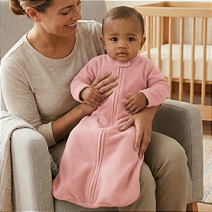 Saco Saquinho de Dormir Bebê Com Manga (Sleep Bag) Cobertor de Vestir Soft (Rosa) Tam. P