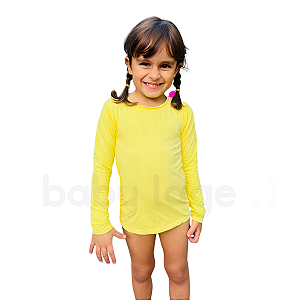 Camiseta de praia piscina proteção solar uv manga longa infantil bebê (Amarelo)