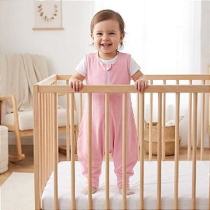 Saco de Dormir Bebê Malha 100% Algodão com Pé Rosa Tam. G