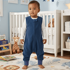 Saco Saquinho de Dormir Bebê Com Pé (Sleep Bag) Cobertor de Vestir Soft (Azul) Tam. M
