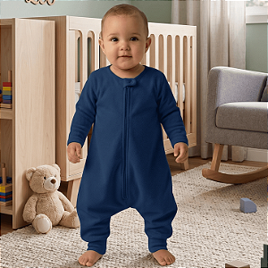 Saco Saquinho de Dormir Bebê Com Manga e Pézinho (Sleep Bag) Cobertor de Vestir Soft (Azul) Tam. M