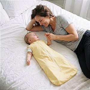 Saco de Dormir Bebê Malha Algodão Amarelo Claro Tam. P (0 a 8 meses)