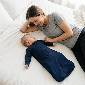 Saco de Dormir Bebê Malha Com Manga Azul Marinho Tam. P (0 a 8 meses)