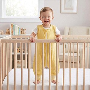 Saco de Dormir Bebê Malha 100% Algodão com Pé Amarelo Claro Tam. M