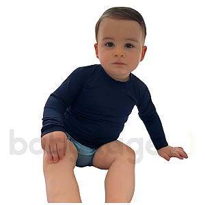 Camiseta UV Manga Longa Bebê e Infantil FPU 50+ Azul marinho