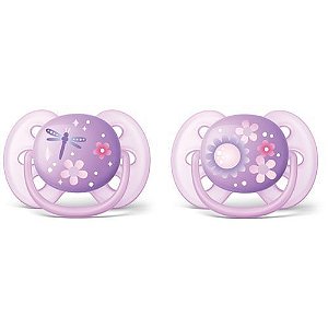 Chupeta Avent Ultra Soft 0 a 18 meses (pack com 2 uni) desenhada - SCF227/22 - Philips Avent