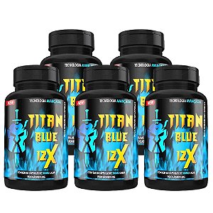 Titan Blue 12X - Kit com 5 Potes (300 Cápsulas)