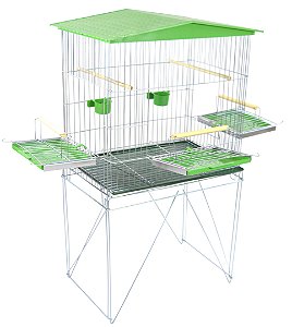 Viveiro Dobrável Triplex Calopsita Bandeja Metálica Verde