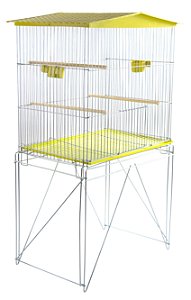 Viveiro para Pássaros Dobrável Médio Amarelo Teto Slim