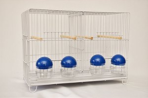 Gaiola com 4 Comedouros Azul Zincada Prata Contrerapet