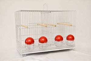 Gaiola com 4 Comedouros Vermelho Zincada Prata Contrerapet