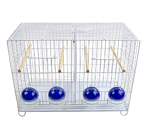 Gaiola com 4 Comedouros Azul Epóxi Branca Contrerapet