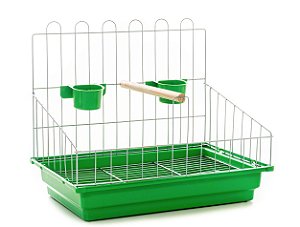 Poleiro Para Calopsita Contrera Poltrona Com Bandeja Verde Zincada Prata