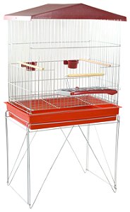 Viveiro Médio Duplex Para Calopsita Bandeja Plástica Vermelha
