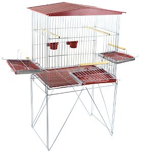 Viveiro Dobrável Triplex Calopsita Bandeja Metálica Vermelho