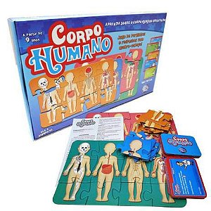 Jogo Tabuleiro Quebra Cabeça do Corpo Humano, Menino e Menina