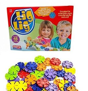 Lig Lig 48 Peças de Montar Multicoloridas Brinquedo Educativo