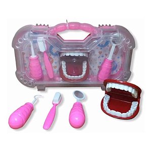 Brinquedo Maleta Kit Dentista Infantil Rosa Brinquedo faz de conta