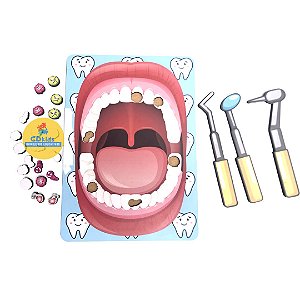 Kit Dentista Infantil  de Madeira MDF Brinquedo Educativo e Pedagógico