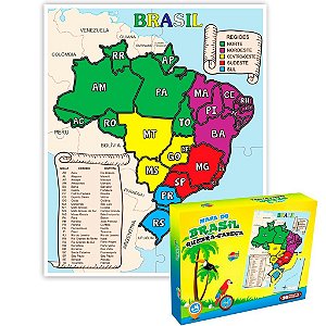 Quebra Cabeça Mapa do Brasil em MDF Brinquedo Educativo e Pedagógico