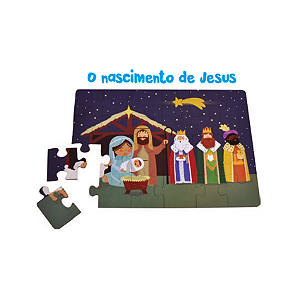 Quebra cabeça Bíblico NASCIMENTO DE JESUS  24 Peças de Madeira MDF Brinquedo Educativo