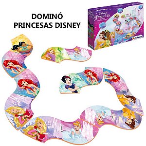 Dominó Princesas Disney Brinquedo Educativo 28 Peças em madeira Xalingo