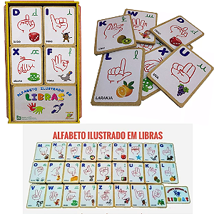 Alfabeto Ilustrado em Libras em Madeira Educativo e Pedagógico Inclusão Social