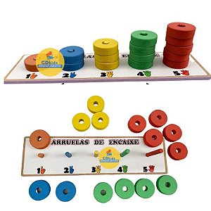 Arruelas de 1 a 5  Brinquedo Matemática em Madeira Números e quantidade Numerais Alfabetização  Brinquedo Pedagógico Edu