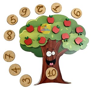 Árvore Números e Quantidades em Madeira Brinquedo Educativo e Pedagógico de Madeira Matemática Alfabetização Montessori