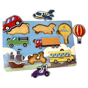 Brinquedo Encaixe Meios de Transporte em MDF  Quebra Cabeça Infantil Brinquedo Educativo Montessori