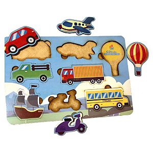 Kit 10 Jogos Quebra Cabeça Infantil Meios De Transporte Mdf