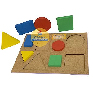 Encaixe Figuras Geométricas em Madeira Colorido Forma Geométrica Pareamento Brinquedo Pedagógico e Educativo MDF Montess
