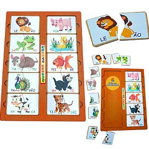 Brinquedos Educativos Kit 4 Quebra-Cabeças de Animais Madeira Infantil  Pedagógico