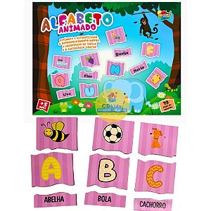 Quebra Cabeça Alfabeto Animado 79 peças em MDF Brinquedo Educativo Pedagógico Alfabetização