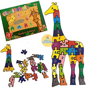 Quebra-Cabeça Girafa - Letras 26 Peças Coleção Alfabetizar