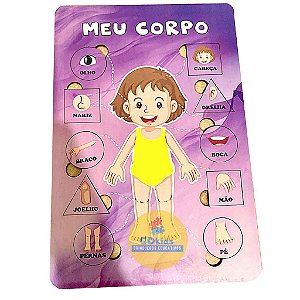 Quebra Cabeça MEU CORPO MENINA em Madeira Corpo Humano Brinquedo de Encaixe Brinquedo Educativo Brinquedo Infantil