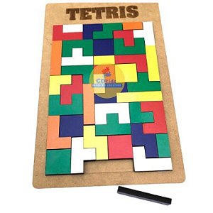 Quebra Cabeça Tetris em  Madeira Colorido Desafio Jogo Raciocínio Brinquedo Educativo