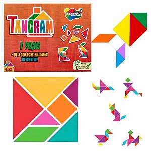 Tangram com 7 Peças em MDF Brinquedo Educativo e Pedagógico
