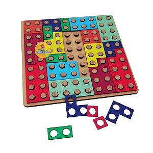 Tetris Quebra Cabeça encaixe com pinos em madeira MDF Brinquedo Educativo e Pedagógico desafio raciocínio