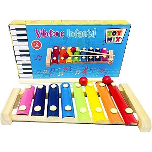 Xilofone Musical Infantil Educativo Pedagógico 8 Notas Colorido Instrumento Musical Infantil Brinquedo Musical