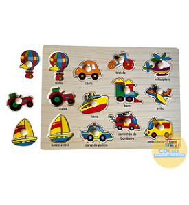 Quebra Cabeça Encaixe TRANSPORTE com Pinos em MDF Toy Mix