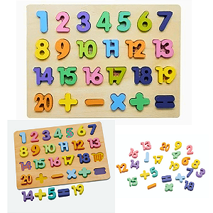 Encaixe Divertido Números em MDF Brinquedo com Números Tabuleiro de Matemática TOYMIX  Educativo Pedagógico