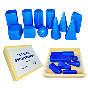 Sólidos Geométricos 11 Peças em Madeira Brinquedo Educativo Pedagógico