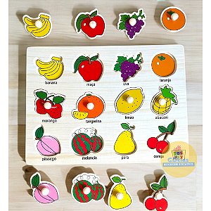 Quebra Cabeça Encaixe Frutas Com Pinos em MDF Toy Mix