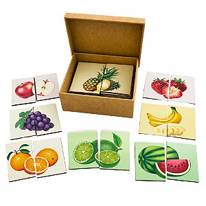 Brinquedo Educativo Quebra Cabeça 2 Partes Frutas Madeira Jumbo Caixa Mdf